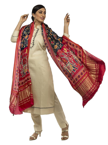 Multicolor Women's Gaji Silk Dupatta suitable for All Occasions