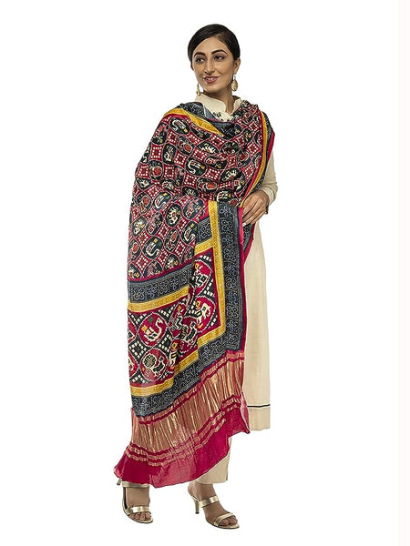 Multicolor Women's Gaji Silk Dupatta suitable for All Occasions