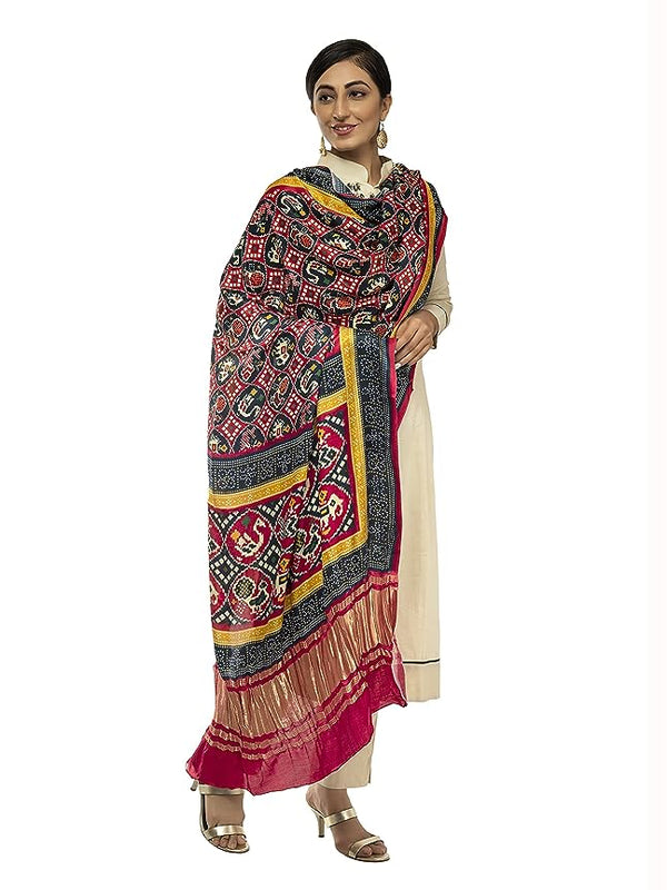 Multicolor Women's Gaji Silk Dupatta suitable for All Occasions