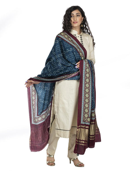 Morpeach Women's Gaji Silk Dupatta suitable for  All Occasions