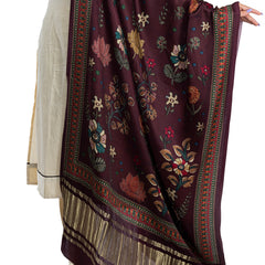 Maroon Women's Gaji Silk Dupatta suitable for All Occasions