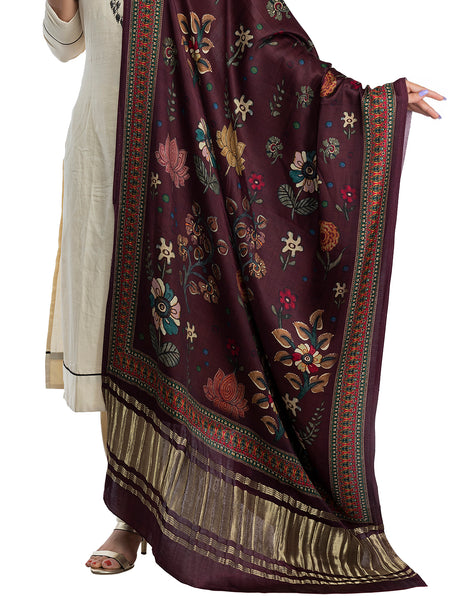 Maroon Women's Gaji Silk Dupatta suitable for All Occasions