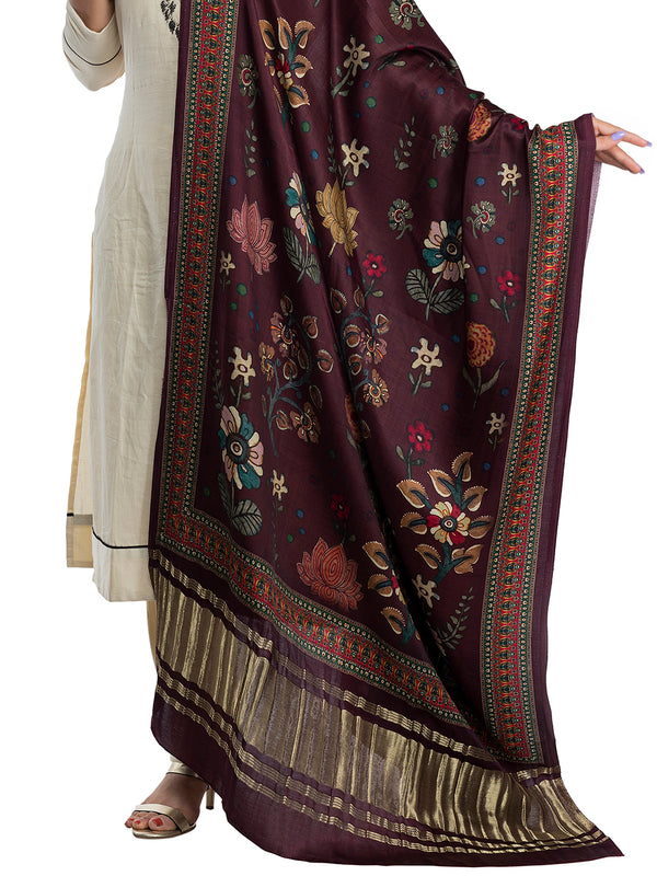 Maroon Women's Gaji Silk Dupatta suitable for All Occasions
