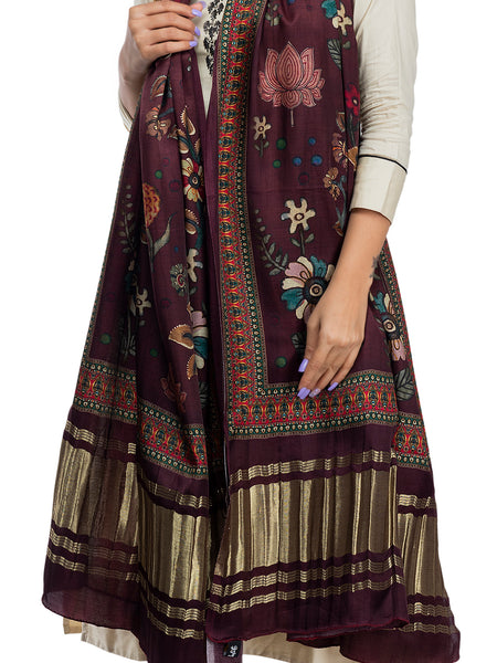 Maroon Women's Gaji Silk Dupatta suitable for All Occasions