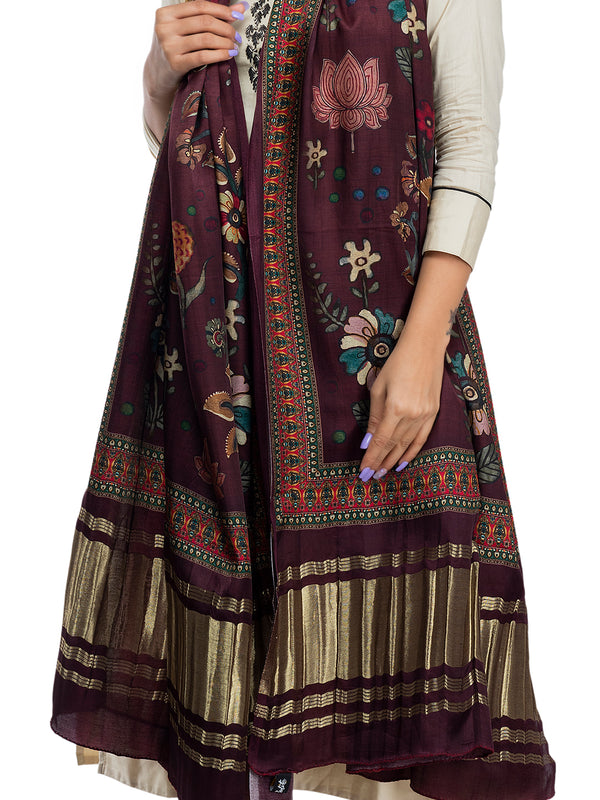 Maroon Women's Gaji Silk Dupatta suitable for All Occasions