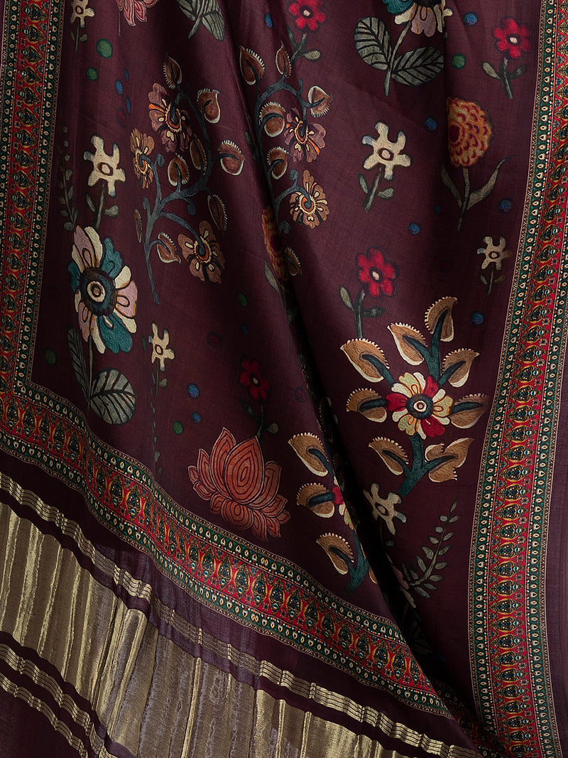 Maroon Women's Gaji Silk Dupatta suitable for All Occasions