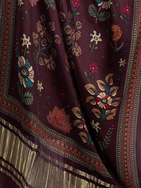 Maroon Women's Gaji Silk Dupatta suitable for All Occasions
