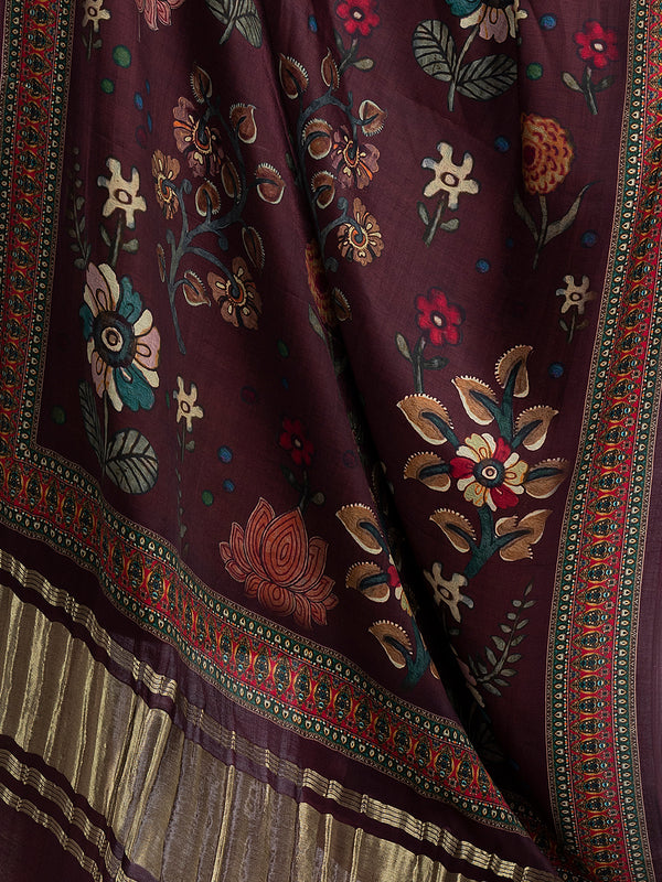 Maroon Women's Gaji Silk Dupatta suitable for All Occasions