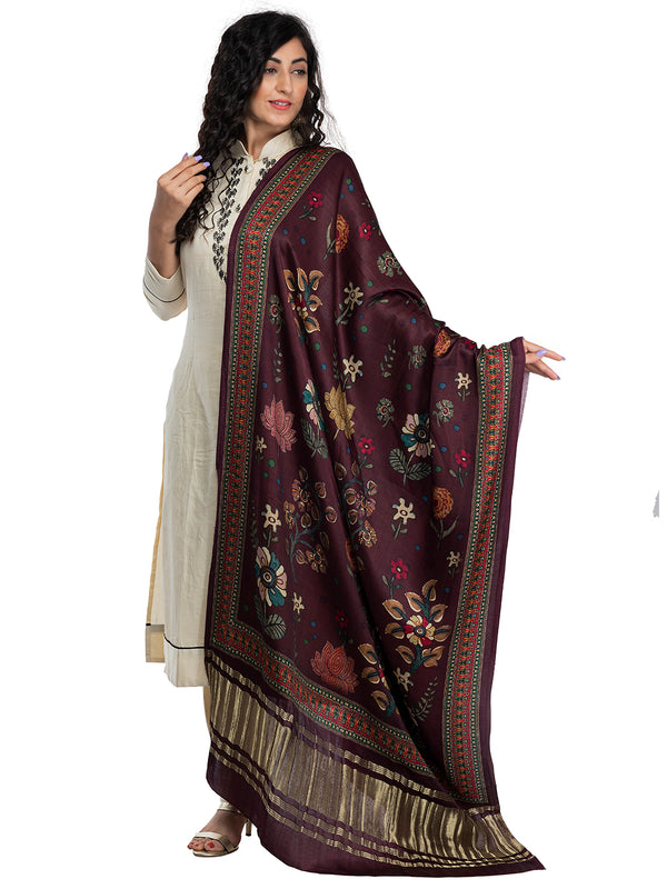 Maroon Women's Gaji Silk Dupatta suitable for All Occasions