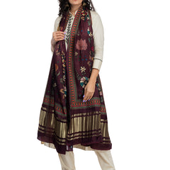 Maroon Women's Gaji Silk Dupatta suitable for All Occasions