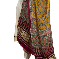 Multicolor Women's Gaji Silk Dupatta suitable for Navratri, Diwali & All Occasions DB2041