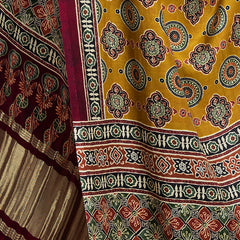 Multicolor Women's Gaji Silk Dupatta suitable for Navratri, Diwali & All Occasions DB2041