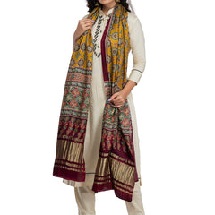 Multicolor Women's Gaji Silk Dupatta suitable for Navratri, Diwali & All Occasions DB2041