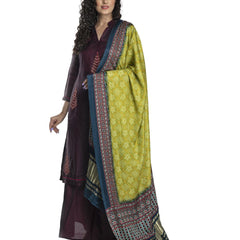 Multicolor Women's Gaji Silk Dupatta suitable for Navratri, Diwali & All Occasions DB2042