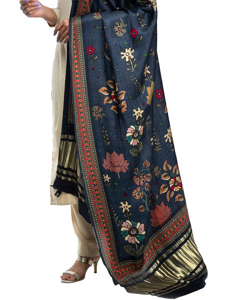 Multicolor Women's Gaji Silk Dupatta suitable for Navratri, Diwali & All Occasions DB2043