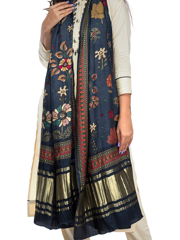 Multicolor Women's Gaji Silk Dupatta suitable for Navratri, Diwali & All Occasions DB2043