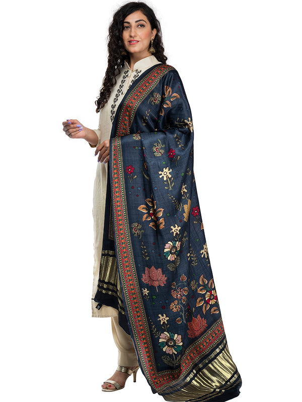 Multicolor Women's Gaji Silk Dupatta suitable for Navratri, Diwali & All Occasions DB2043
