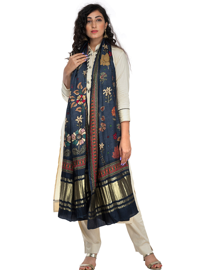 Multicolor Women's Gaji Silk Dupatta suitable for Navratri, Diwali & All Occasions DB2043