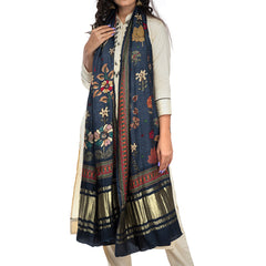 Multicolor Women's Gaji Silk Dupatta suitable for Navratri, Diwali & All Occasions DB2043