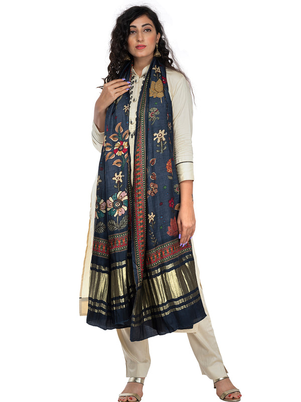 Multicolor Women's Gaji Silk Dupatta suitable for Navratri, Diwali & All Occasions DB2043