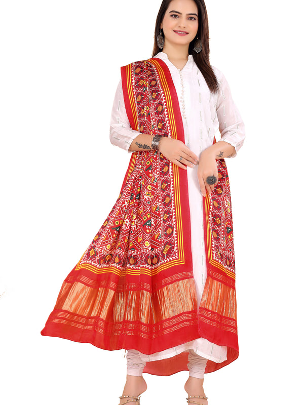 Mustard Yellow Women's Gaji Silk Dupatta suitable for Navratri, Diwali & All Occasions DB2087