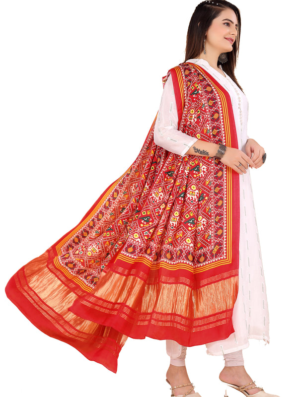Mustard Yellow Women's Gaji Silk Dupatta suitable for Navratri, Diwali & All Occasions DB2087