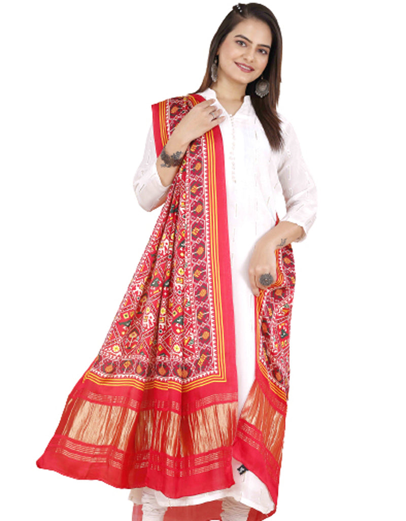 Mustard Yellow Women's Gaji Silk Dupatta suitable for Navratri, Diwali & All Occasions DB2087