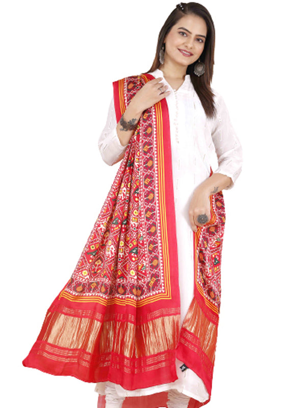 Mustard Yellow Women's Gaji Silk Dupatta suitable for Navratri, Diwali & All Occasions DB2087