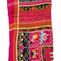 Red Women's Gaji Silk Dupatta suitable for Navratri, Diwali & All Occasions DB2088