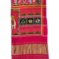 Red Women's Gaji Silk Dupatta suitable for Navratri, Diwali & All Occasions DB2088