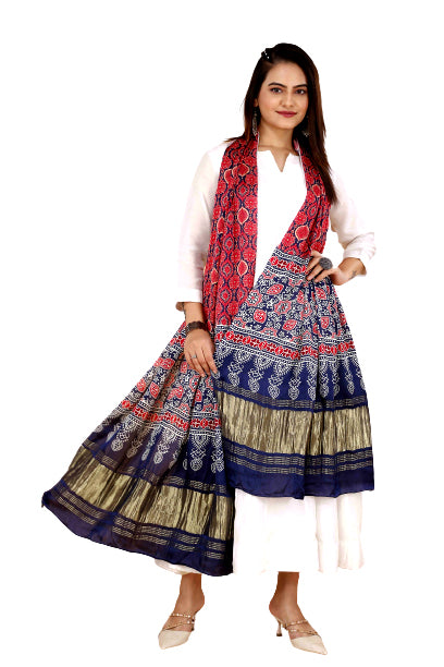 Pink Women's Gaji Silk Dupatta suitable for Navratri, Diwali & All Occasions DB2089