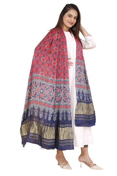 Pink Women's Gaji Silk Dupatta suitable for Navratri, Diwali & All Occasions DB2089