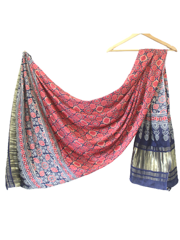 Pink Women's Gaji Silk Dupatta suitable for Navratri, Diwali & All Occasions DB2089