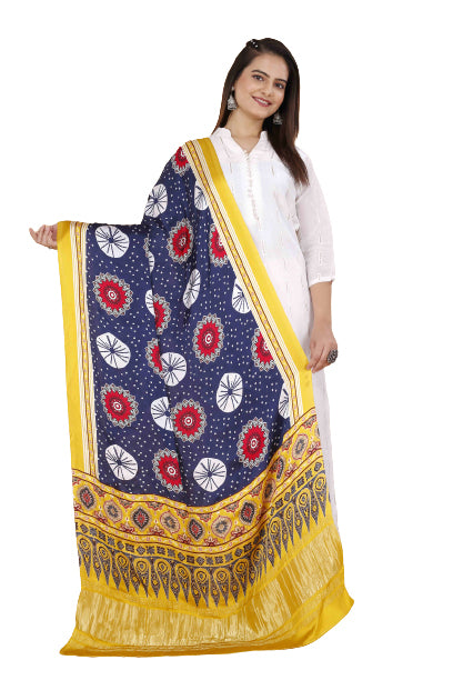 Blue Women's Gaji Silk Dupatta suitable for Navratri, Diwali & All Occasions DB2090