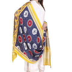 Blue Women's Gaji Silk Dupatta suitable for Navratri, Diwali & All Occasions DB2090