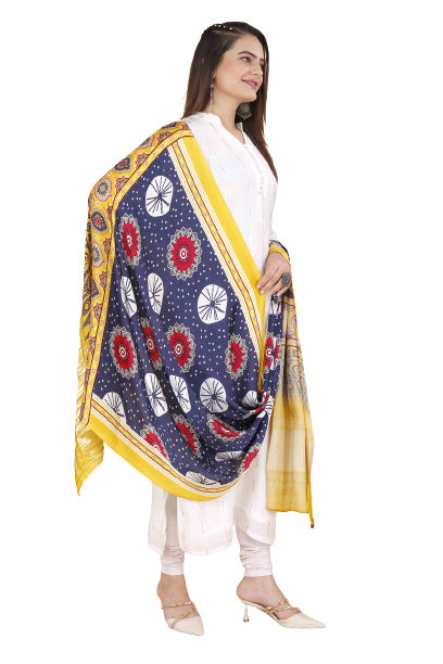 Blue Women's Gaji Silk Dupatta suitable for Navratri, Diwali & All Occasions DB2090