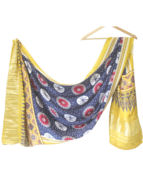 Blue Women's Gaji Silk Dupatta suitable for Navratri, Diwali & All Occasions DB2090