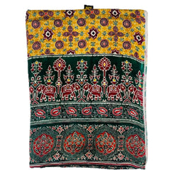 Yellow & Blue Women's Gaji Silk Dupatta suitable for Navratri, Diwali & All Occasions DB2091