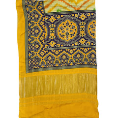 Green & Yellow Women's Gaji Silk Dupatta suitable for Navratri, Diwali & All Occasions DB2092