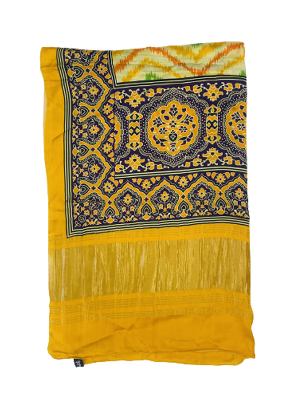 Green & Yellow Women's Gaji Silk Dupatta suitable for Navratri, Diwali & All Occasions DB2092