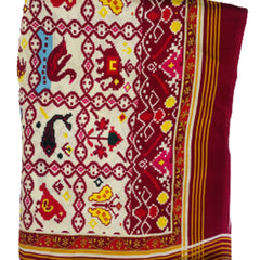 Red Women's Gaji Silk Dupatta suitable for Navratri, Diwali & All Occasions DB2093