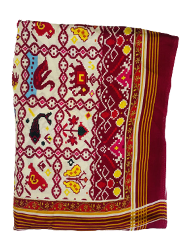 Red Women's Gaji Silk Dupatta suitable for Navratri, Diwali & All Occasions DB2093
