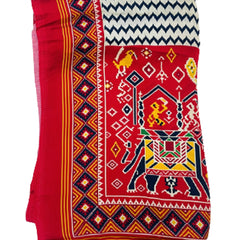 Red Women's Gaji Silk Dupatta suitable for Navratri, Diwali & All Occasions DB2094