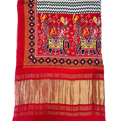 Red Women's Gaji Silk Dupatta suitable for Navratri, Diwali & All Occasions DB2094