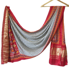 Red Women's Gaji Silk Dupatta suitable for Navratri, Diwali & All Occasions DB2094