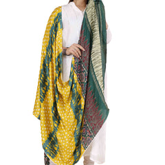 Green Women's Gaji Silk Dupatta suitable for Navratri, Diwali & All Occasions DB2095