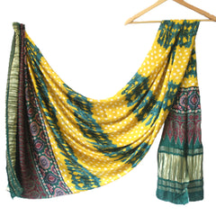 Green Women's Gaji Silk Dupatta suitable for Navratri, Diwali & All Occasions DB2095