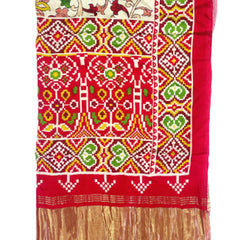 Red Women's Gaji Silk Dupatta suitable for Navratri, Diwali & All Occasions DB2096