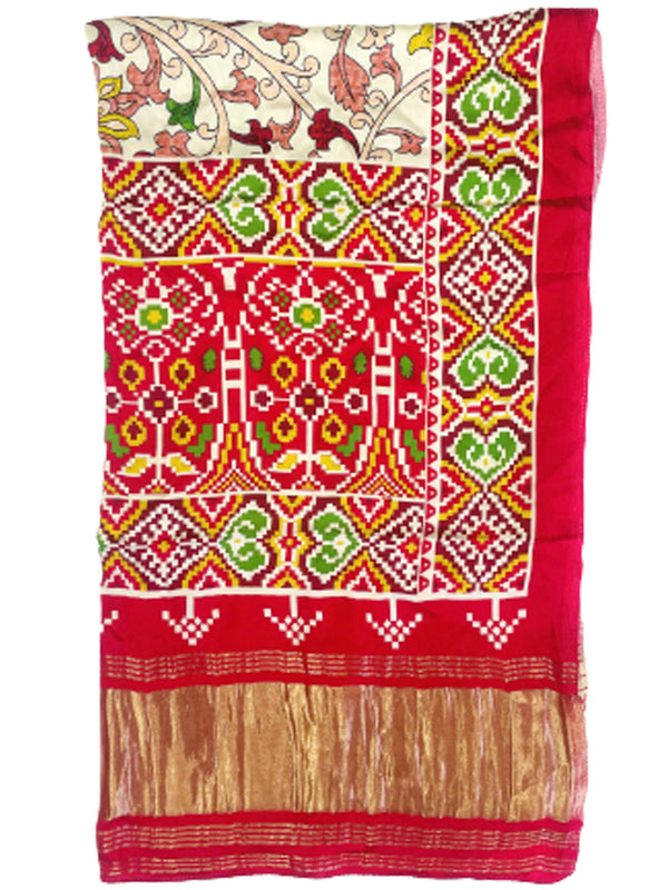 Red Women's Gaji Silk Dupatta suitable for Navratri, Diwali & All Occasions DB2096