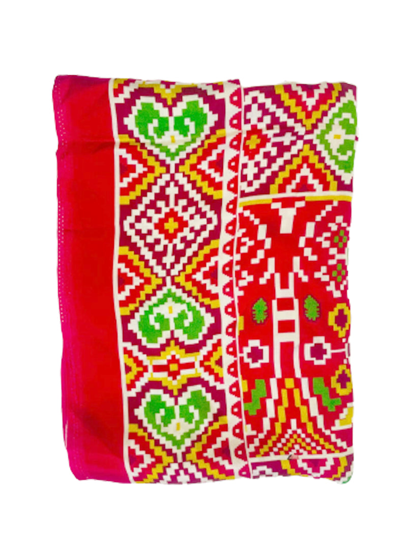 Red Women's Gaji Silk Dupatta suitable for Navratri, Diwali & All Occasions DB2096